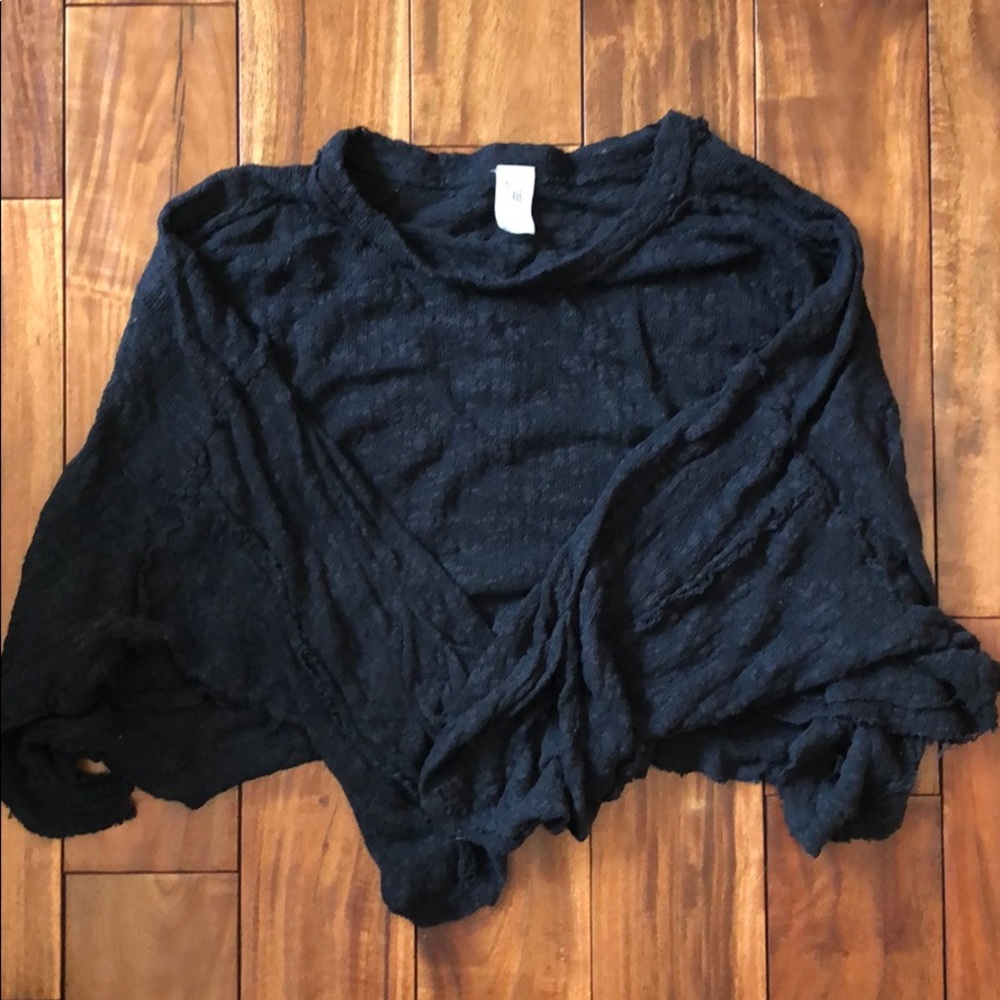 Free People Cropped Raw Hem Sweater
